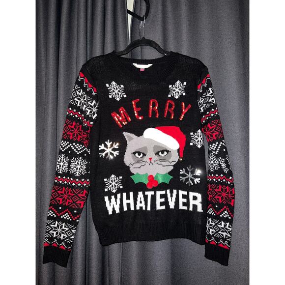 Ugly Christmas Sweater Xmas Size Large Cat - Picture 1 of 3